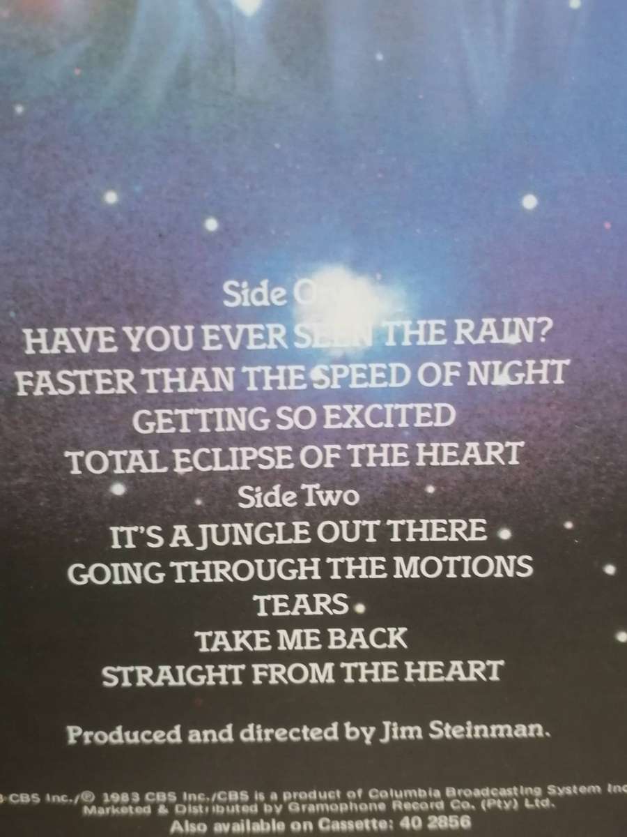 Bonnie Tyler, Faster than the Speed of Night,  vinyl in very good condition.