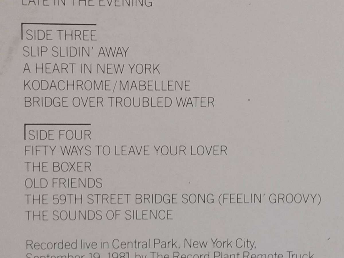 Simon and Garfunkel Historic reunion Central Park, double album, vinyl's very good+.