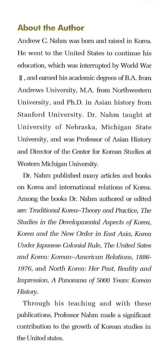 Introduction to Korean History and Culture (Andrew Nahm)
