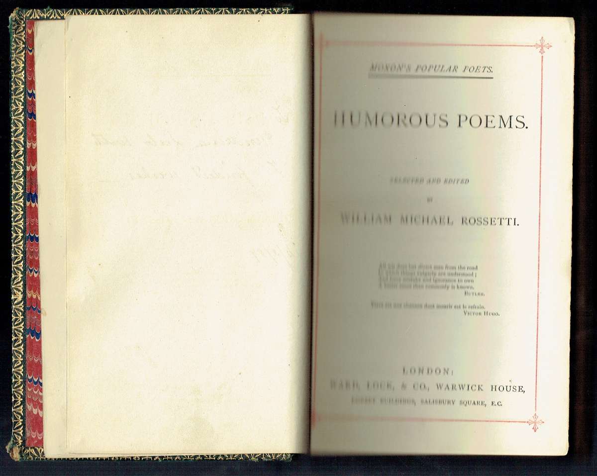 Humorous Poems ... edited by William Michael Rosetti, circa 1887