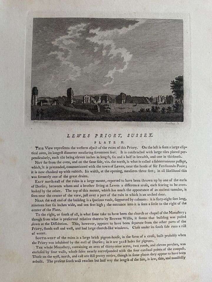 LEWES PRIORY, SUSSEX, ORIG 18TH-CENT. WATERCOLOUR, SAMUEL HIERONYMUS GRIMM