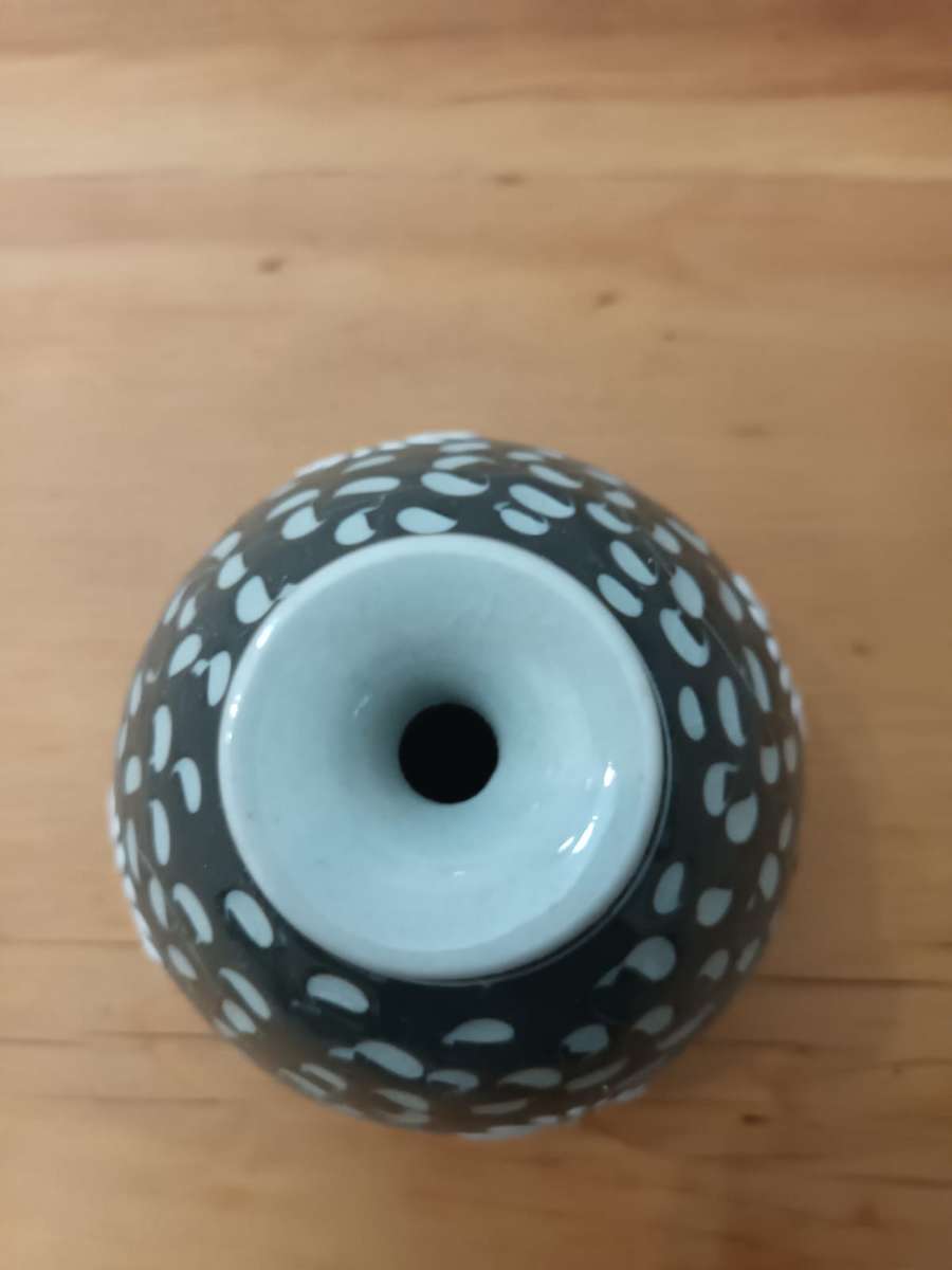 Korean Hand-Painted Celadon Floral Art Pottery Vase