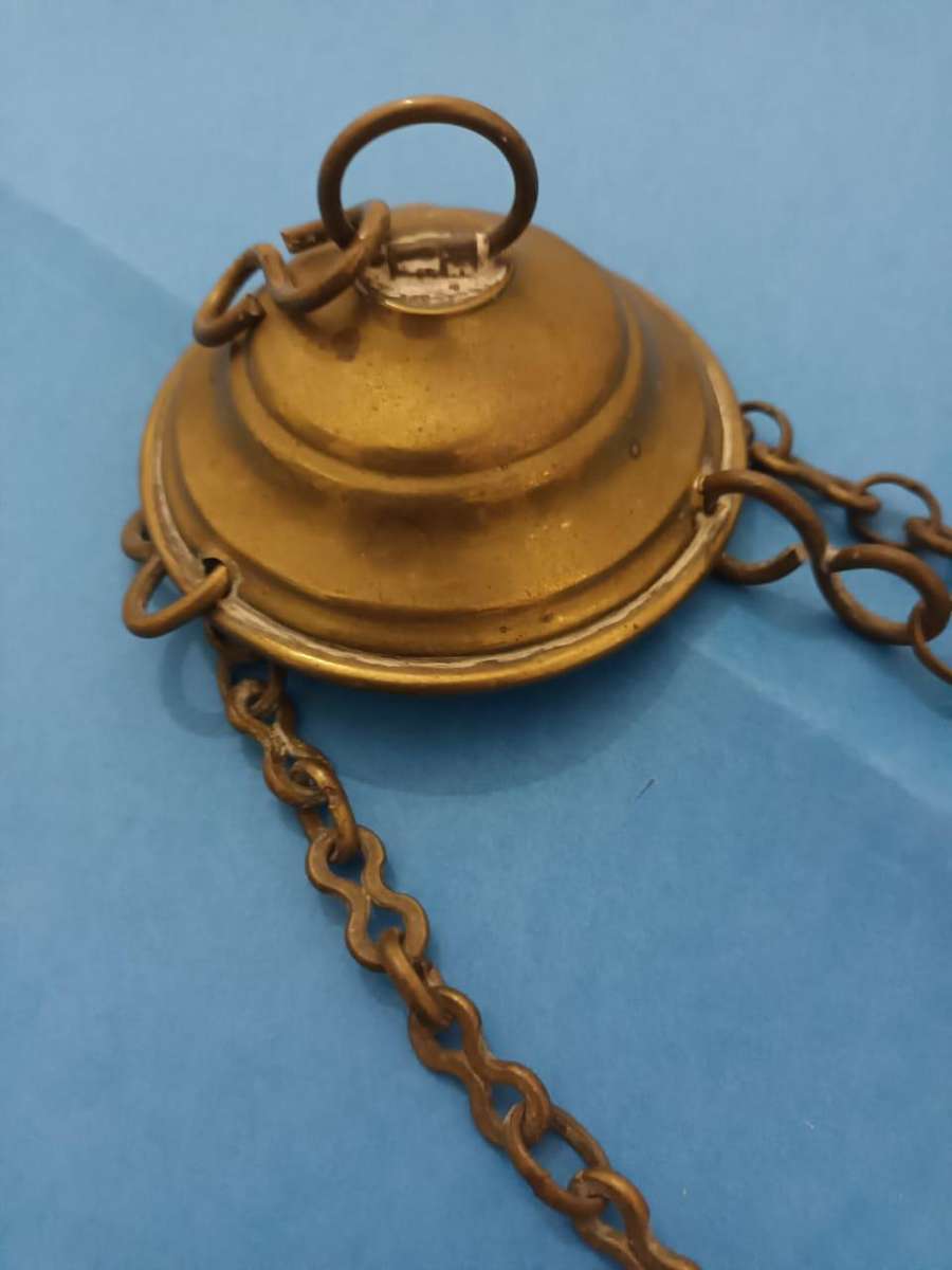 19th century brass ecclesiastical pendant lamp