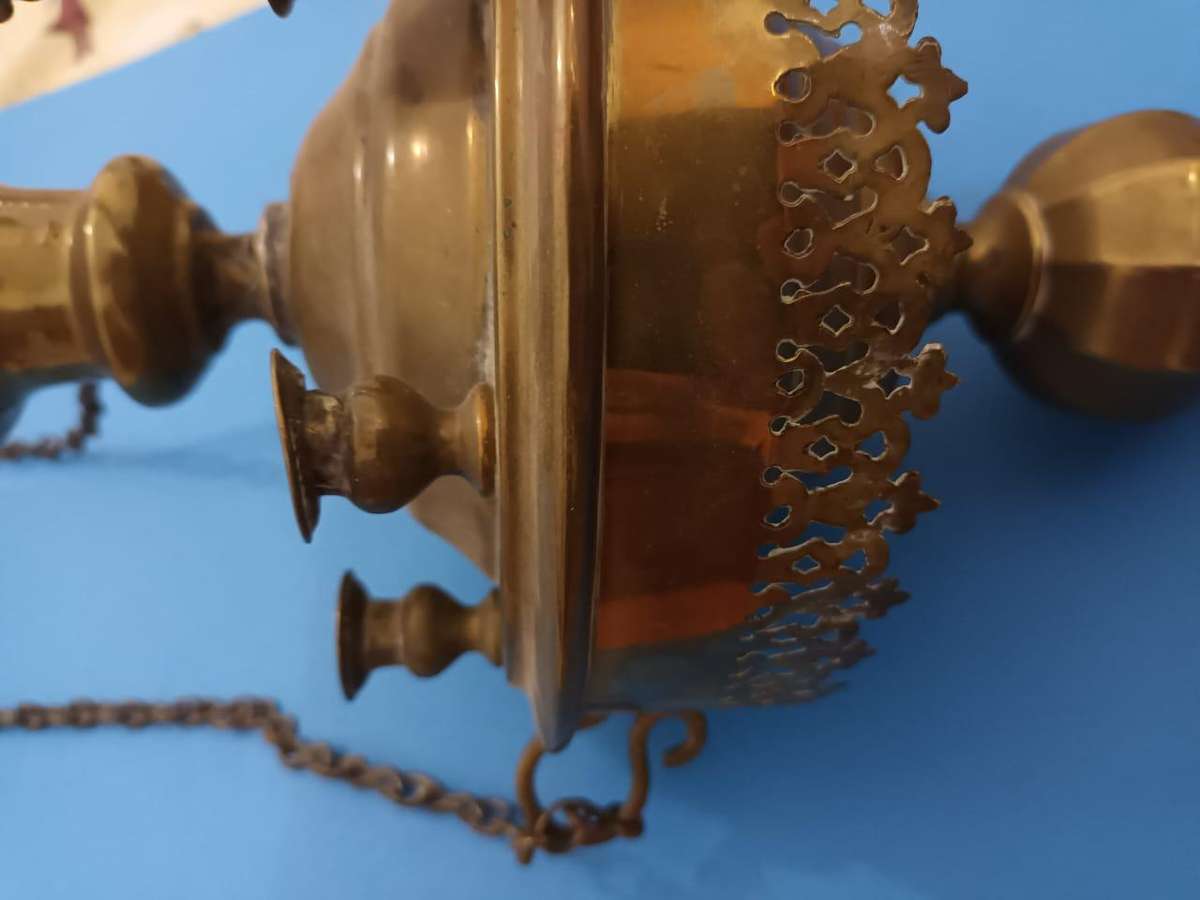 19th century brass ecclesiastical pendant lamp