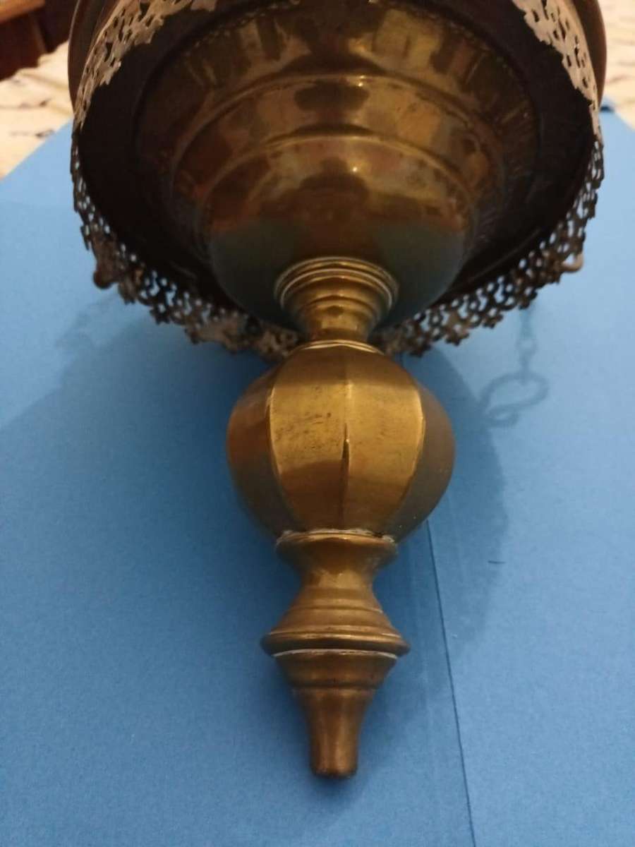 19th century brass ecclesiastical pendant lamp