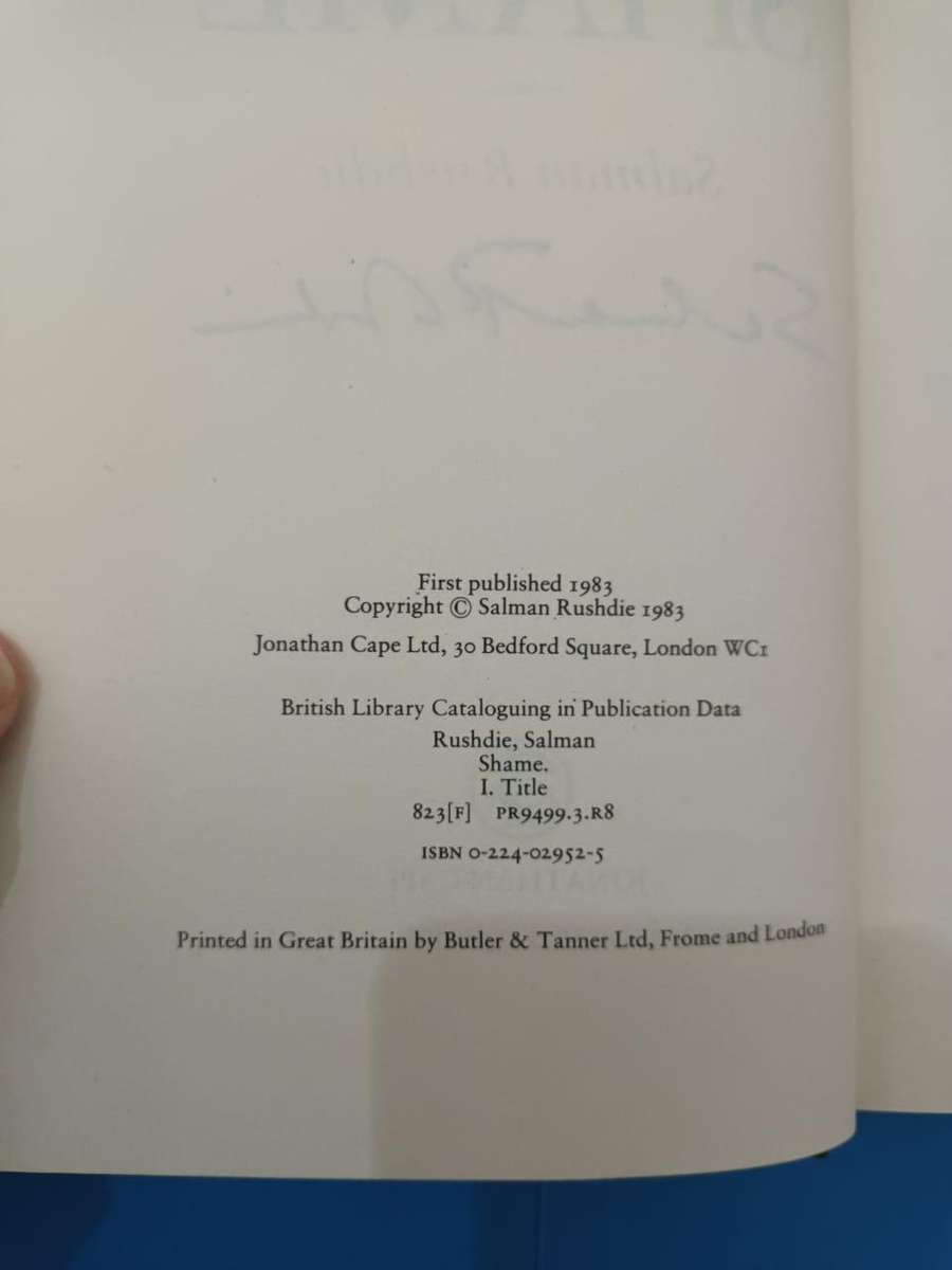 Salman Rushdie, Shame, 1st UK edition, signed!!!