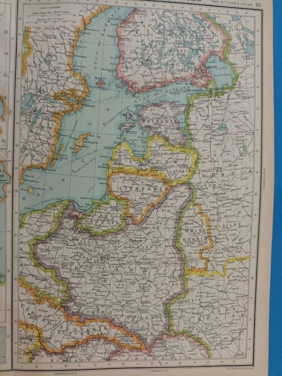 Map: Denmark, Poland and Baltic States, 1924