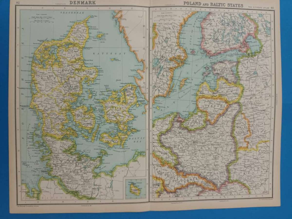Map: Denmark, Poland and Baltic States, 1924