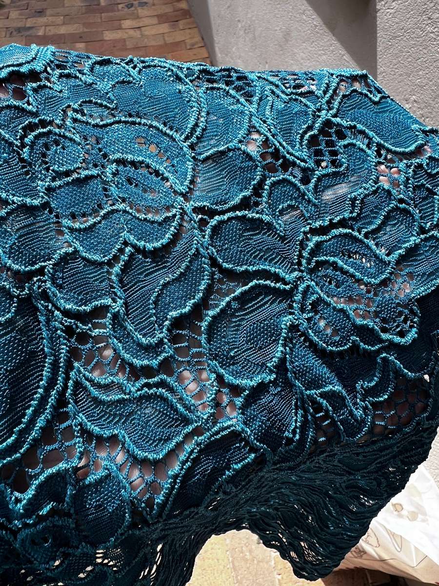 Emerald stretch lace fabric