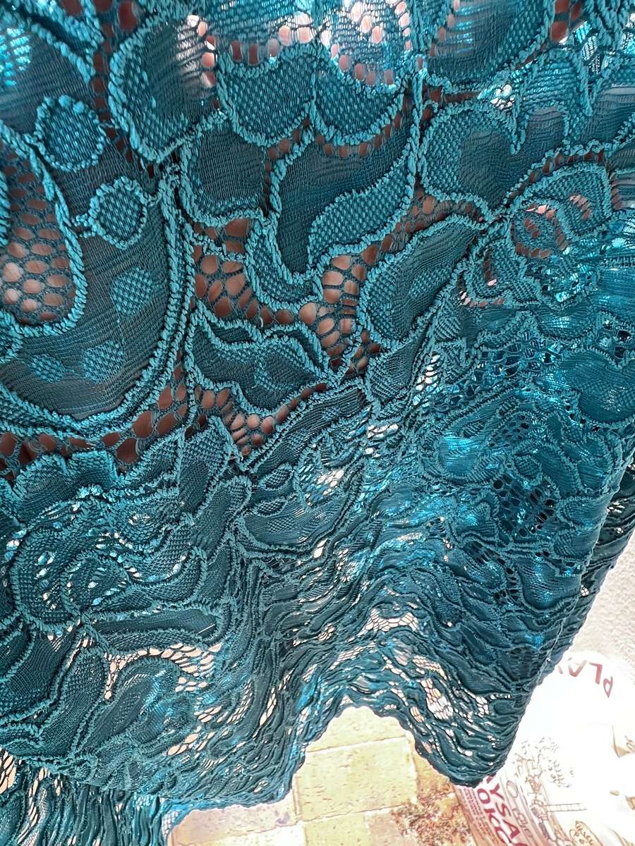 Emerald stretch lace fabric