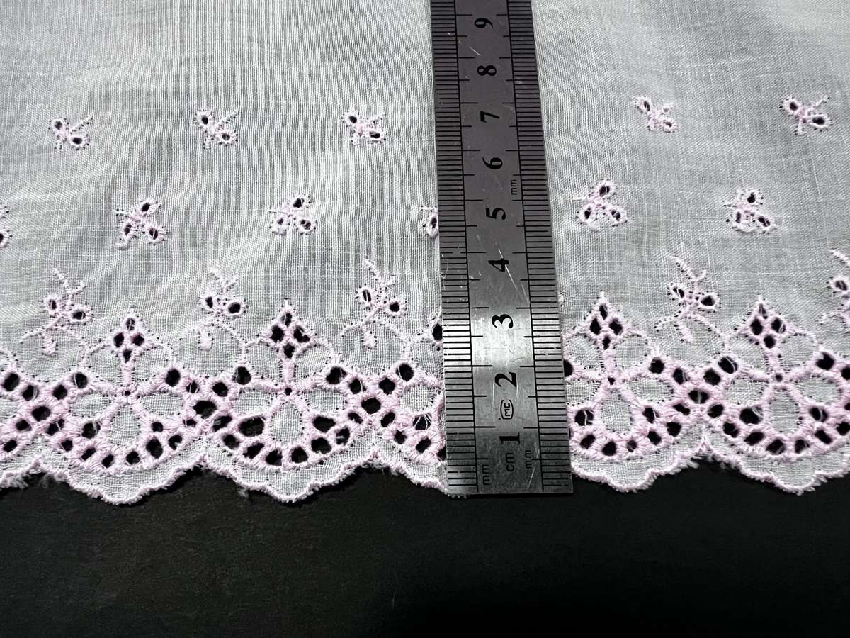 Assorted mixed bundle Anglaise and other lace / trim (mainly white, pink and red)