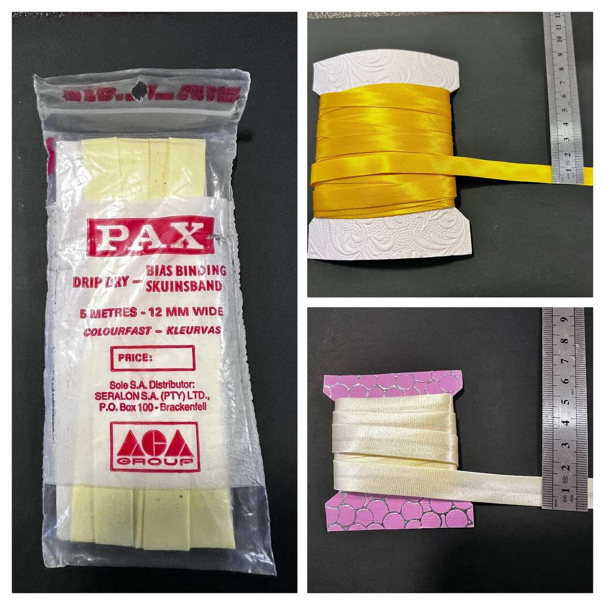 Mixed bundle of yellow bias binding