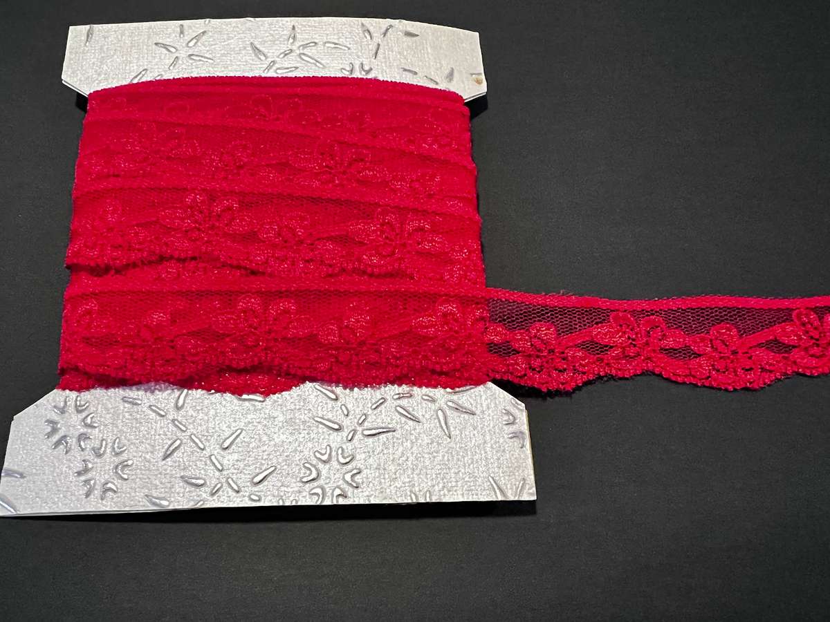 Red and Black 25 mm nylon lace trim