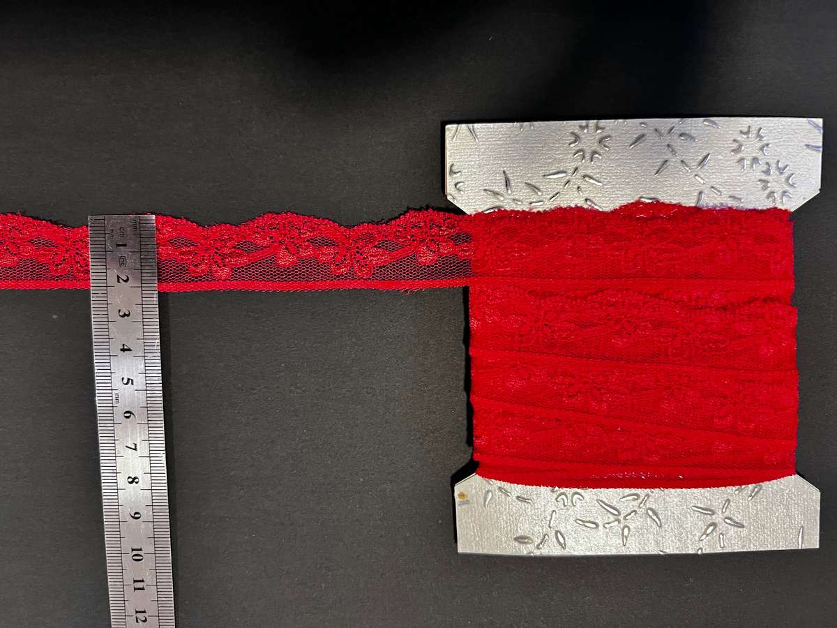 Red and Black 25 mm nylon lace trim