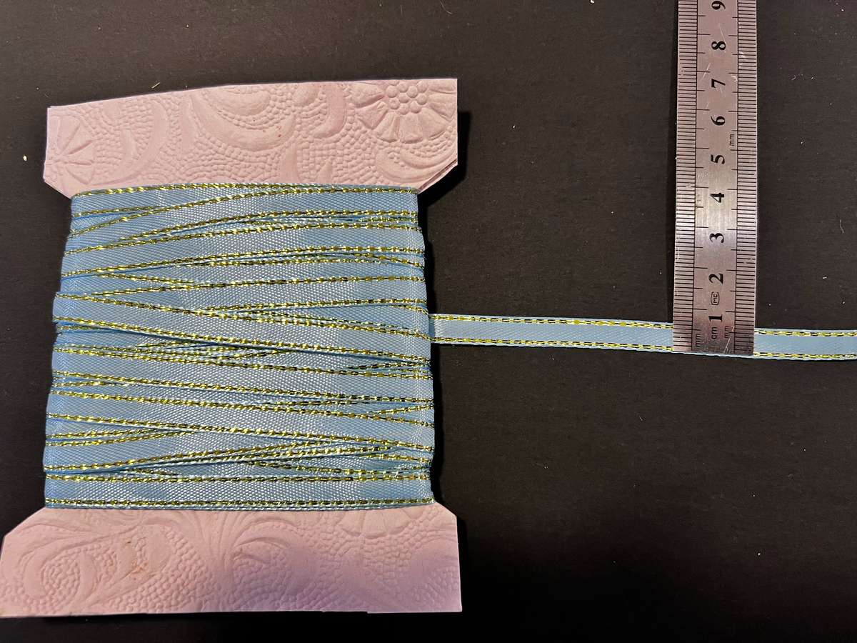 Assorted trims - ribbon (turquoise and silver), trim (purple)