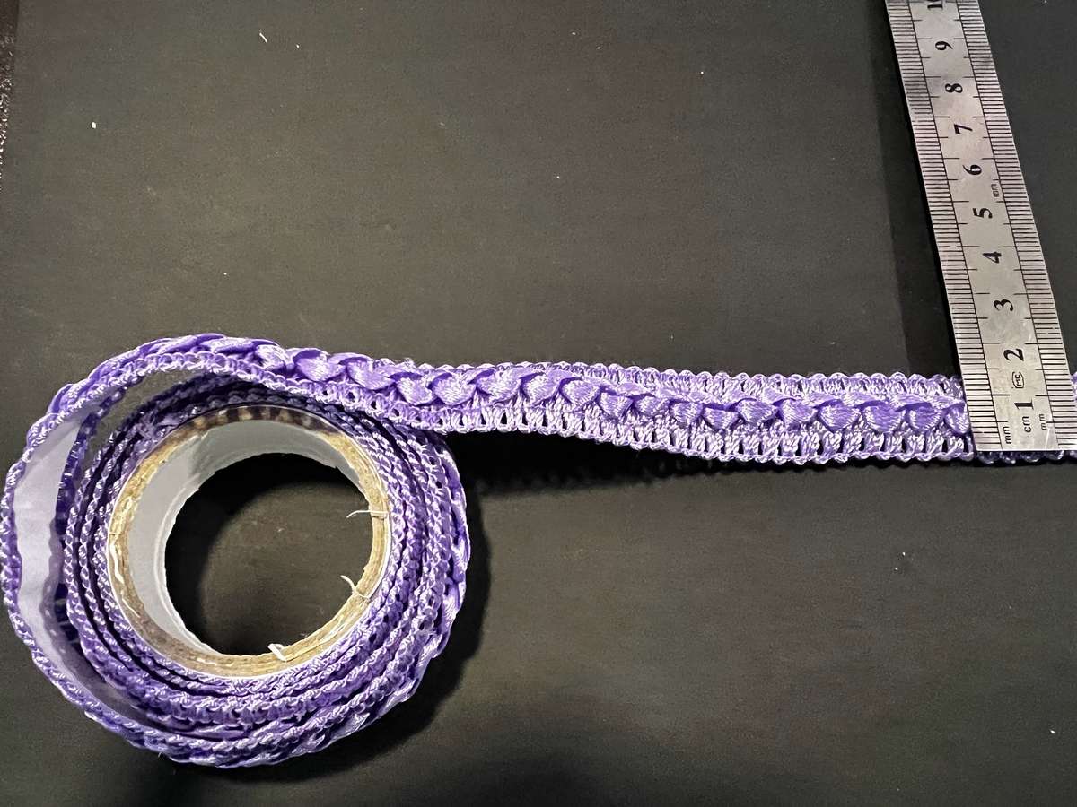 Assorted trims - ribbon (turquoise and silver), trim (purple)