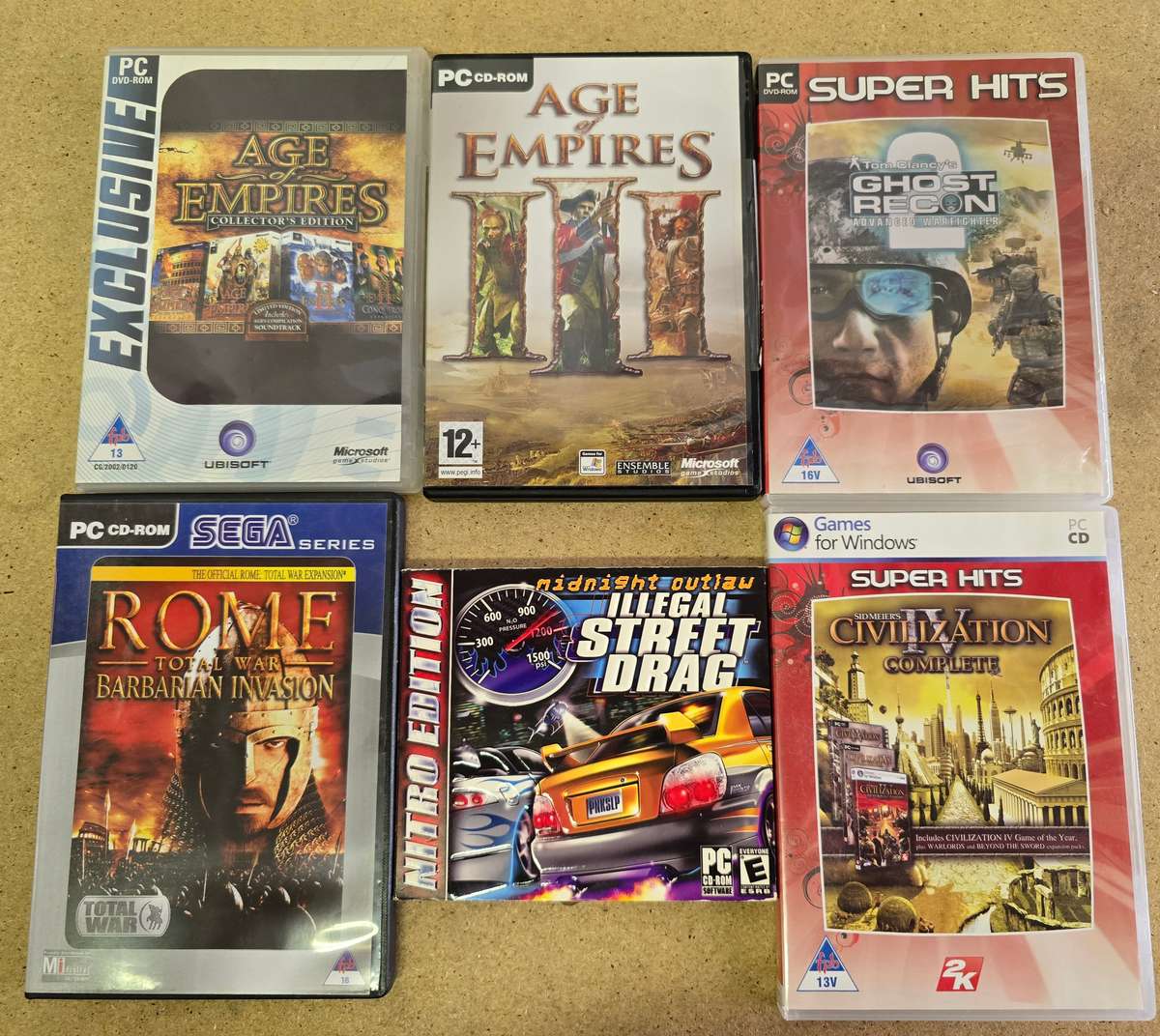 6 PC COMPUTER GAMES TO HIGHEST BIDDER