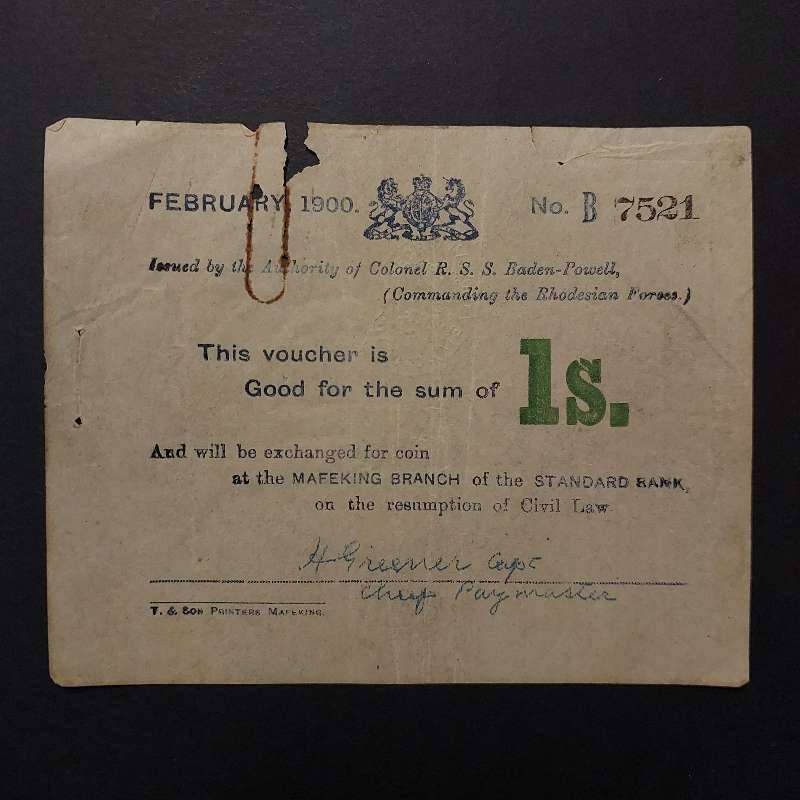 1900 Mafeking Siege 1 Shilling Note Baden Powell Boer War