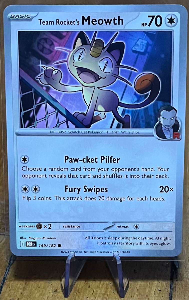 Pokémon Team Rocket's Meowth 149/182  Destined Rivals  Normal