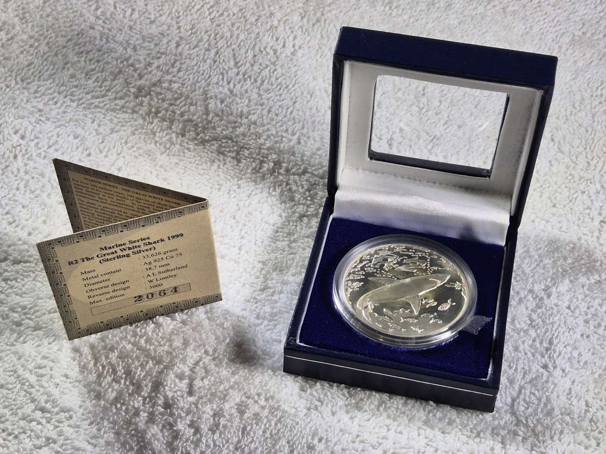 1999 Great White Shark 1oz South African R2 Proof coin
