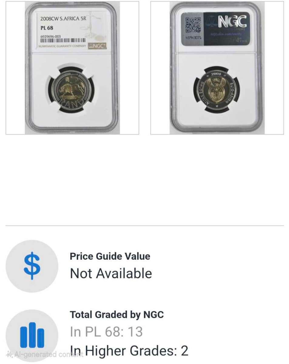 2008 CW PL68 NGC Oom Paul Press R5 coin