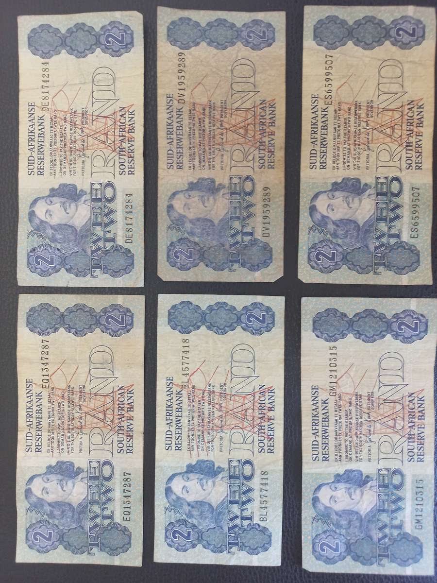 South Africa Reserve Bank R2 notes(1983-1989)(Per note)