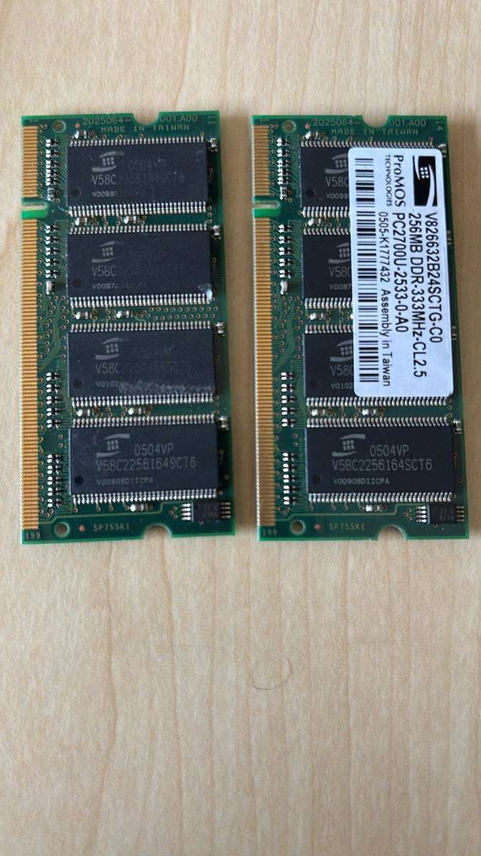 2x Laptop RAM Modules DDR-333 SO-DIMM (DDR1)  Vintage Laptop Memory