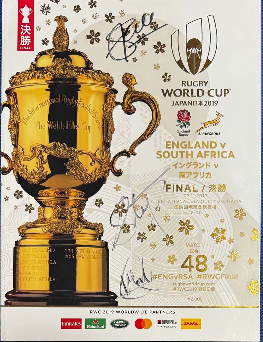 RWC 2019 Final Program Signed Cheslin Kolbe Frans Steyn and Canan Moodie