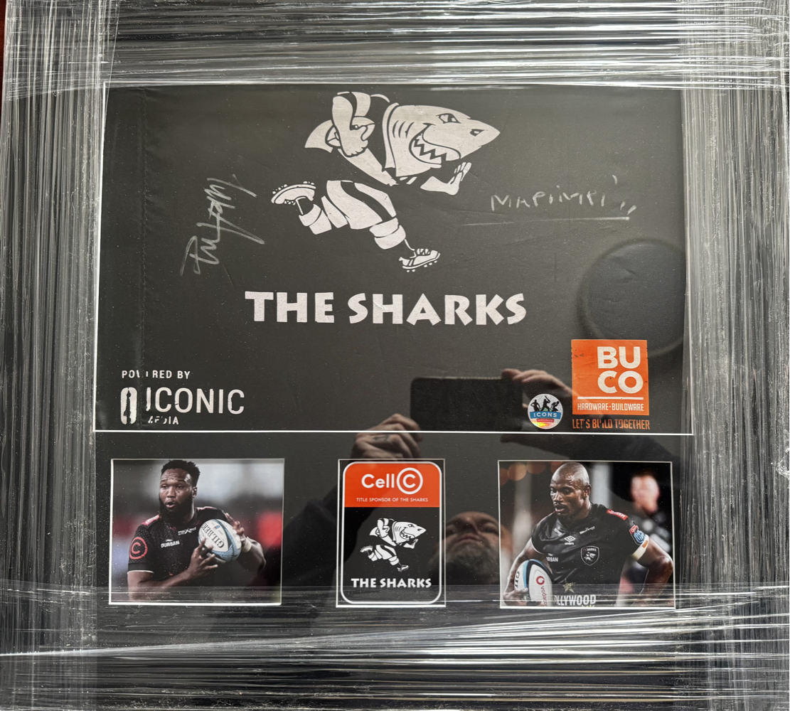 Rugby Frame Signed Mapimpi and Am  Match Corner  Flag