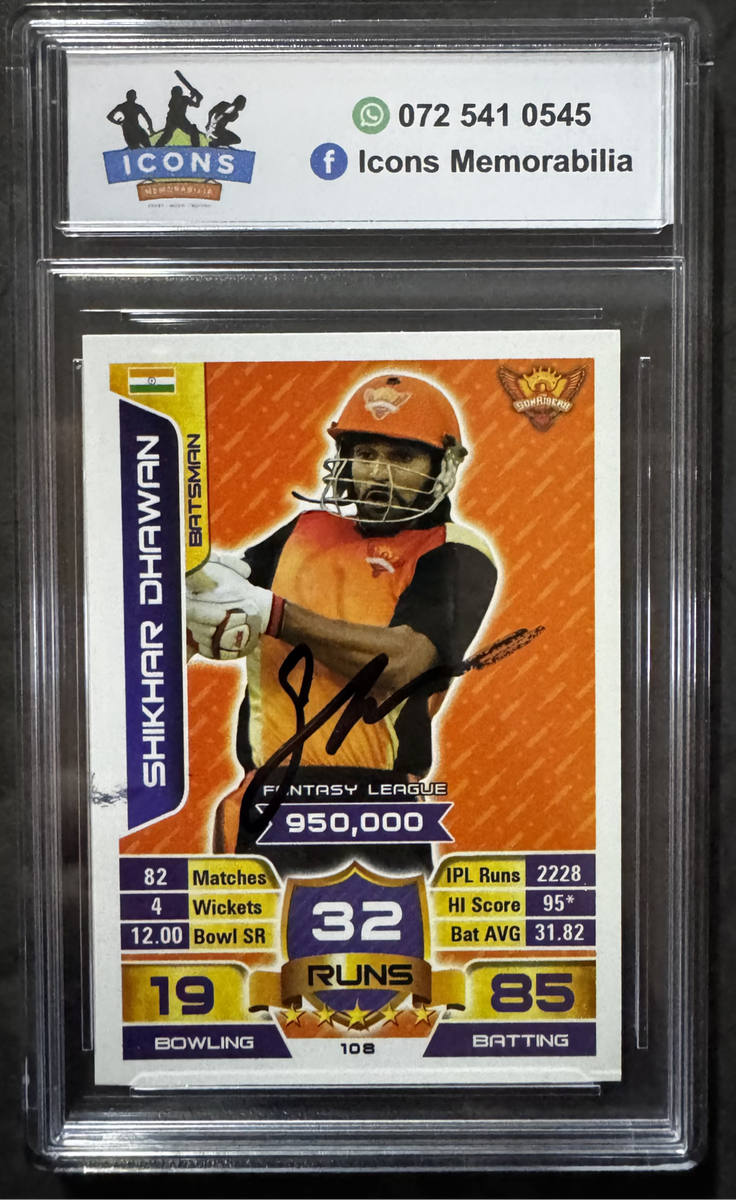 Cricket Card Signed Shikar Dhawan