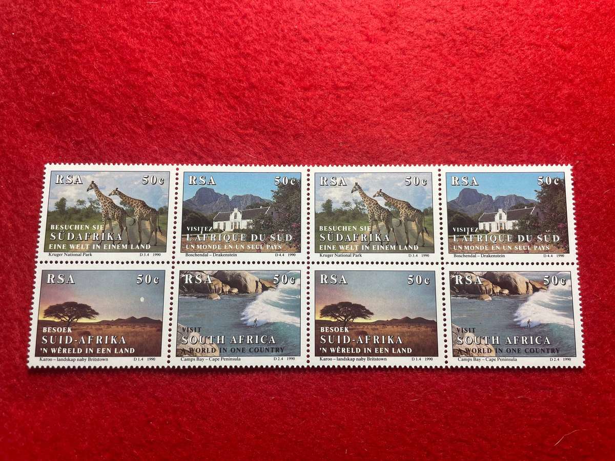 1990 Tourism in SA Setenant Block of 4 UMM Stamps