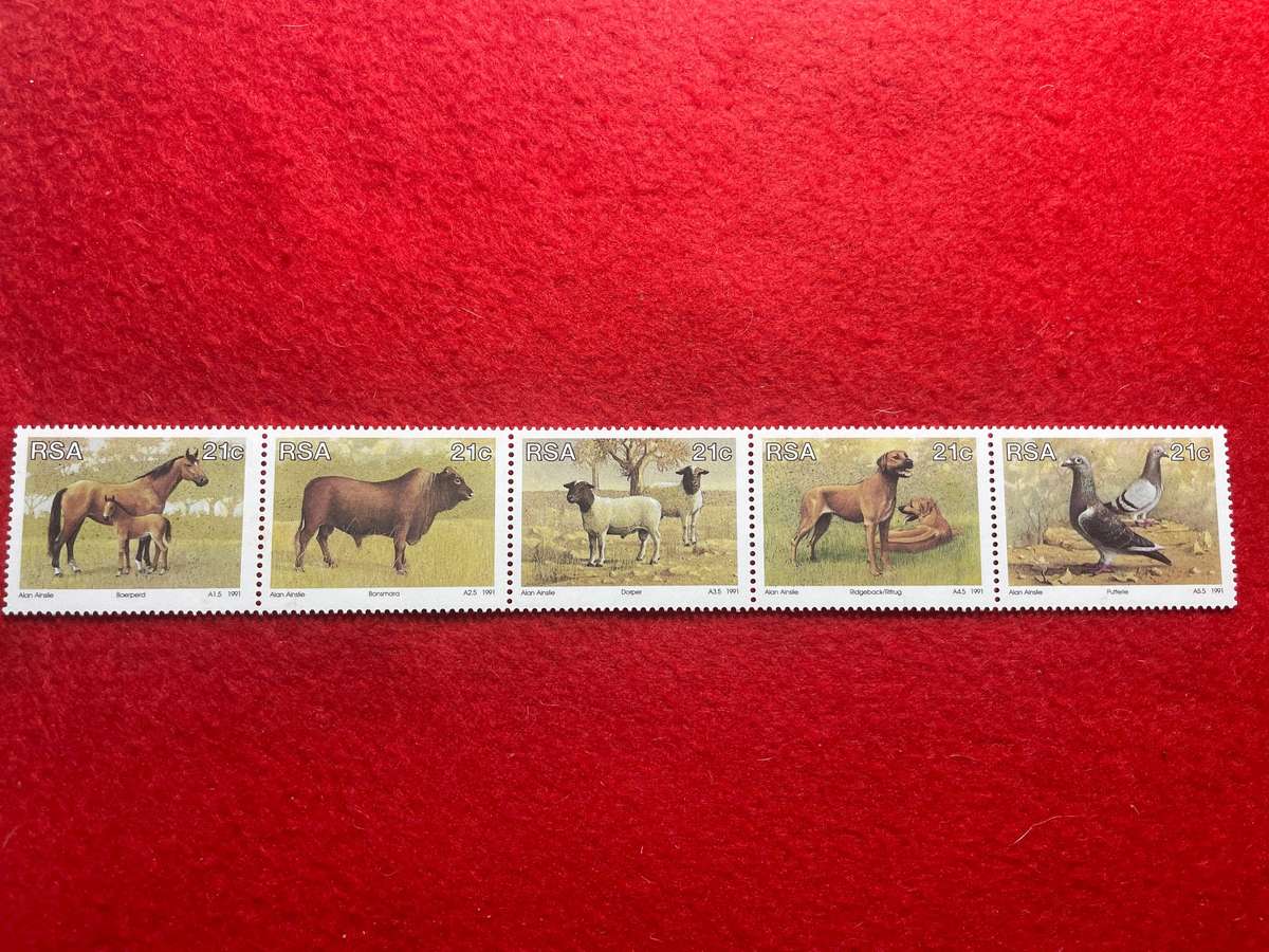 1991 Animal Breeding in SA UMM Setenant Strip of 5