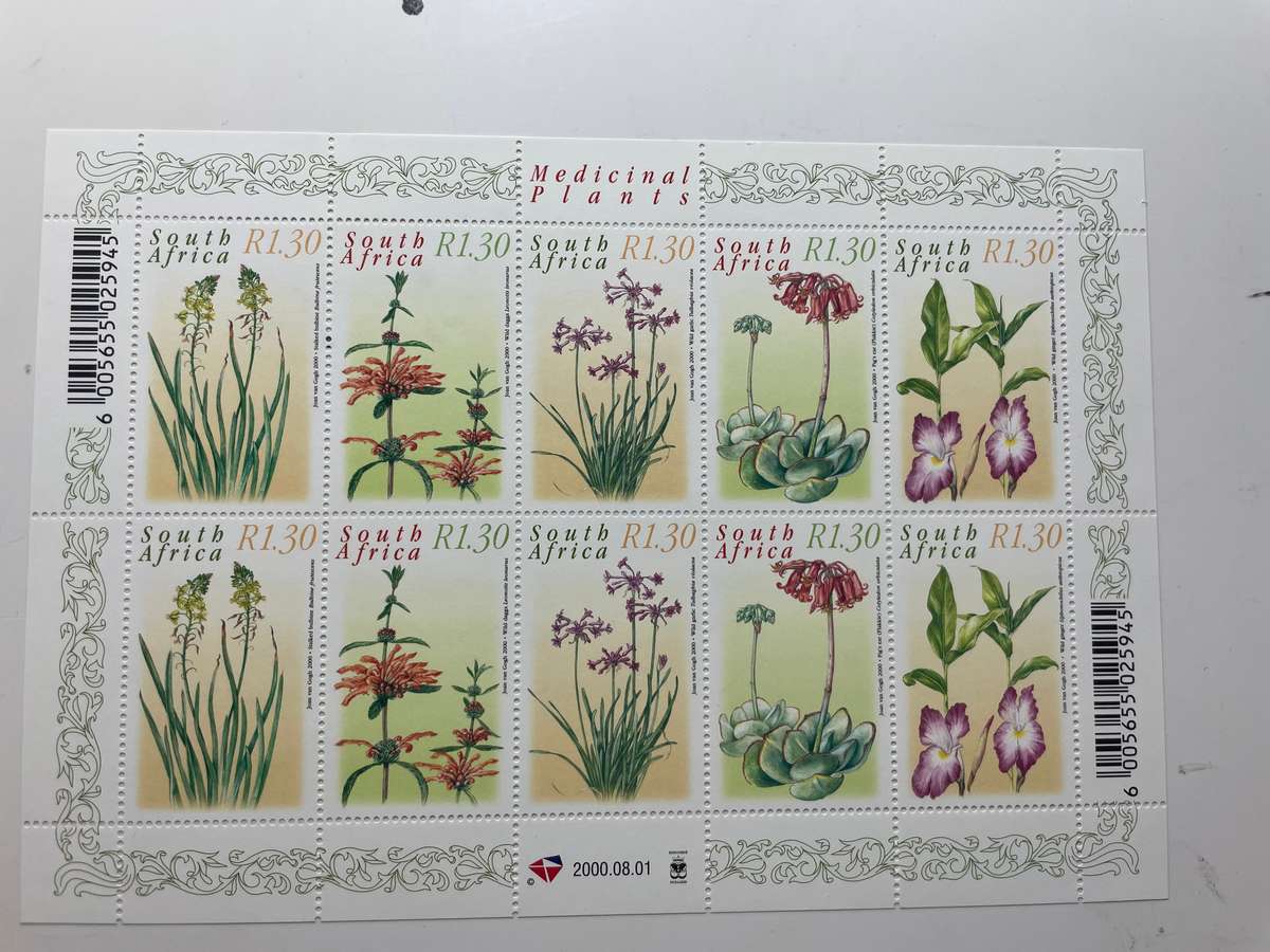RSA 2000 Medicinal Plants Sheet of 10 stamps SACC 1270-1274