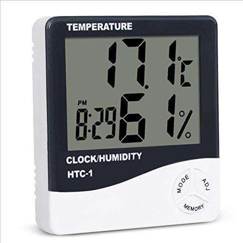 Digital Temperature and Humidity Thermometer Clock Thermometer  (White)