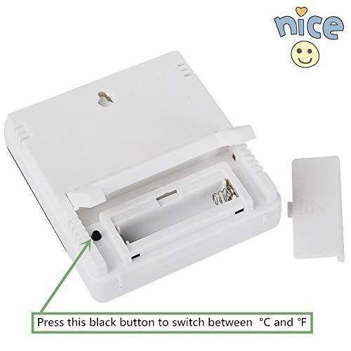 Digital Temperature and Humidity Thermometer Clock Thermometer  (White)