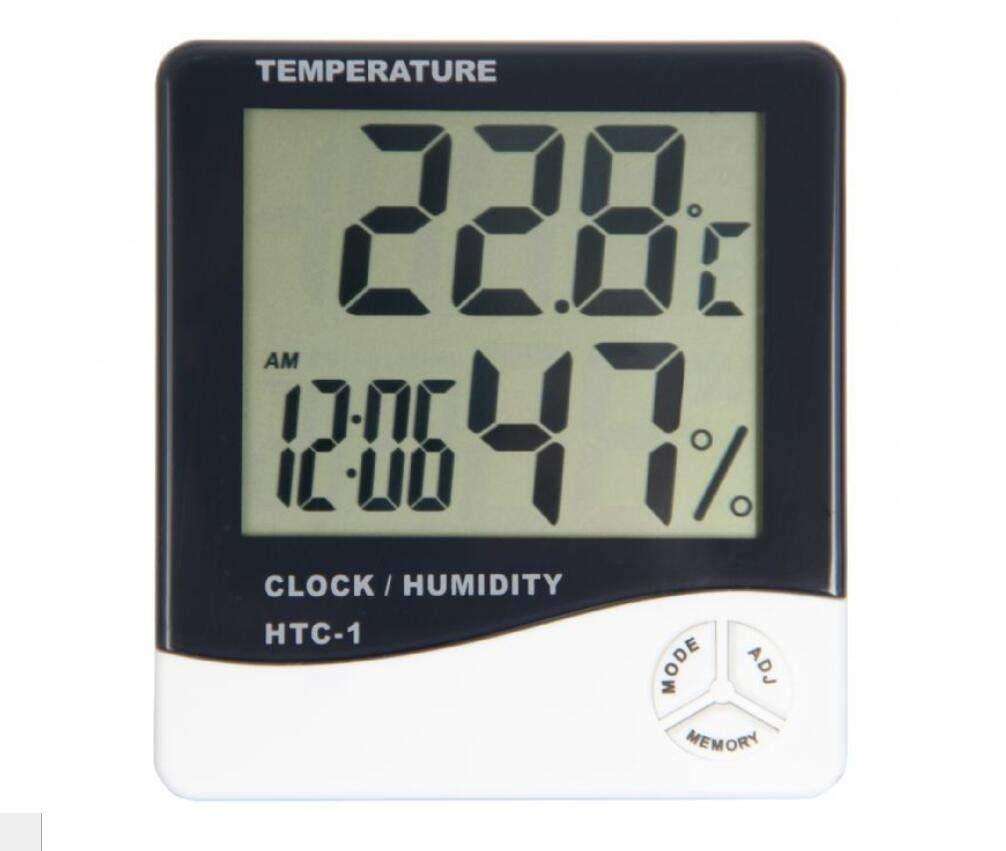 Digital Temperature and Humidity Thermometer Clock Thermometer  (White)