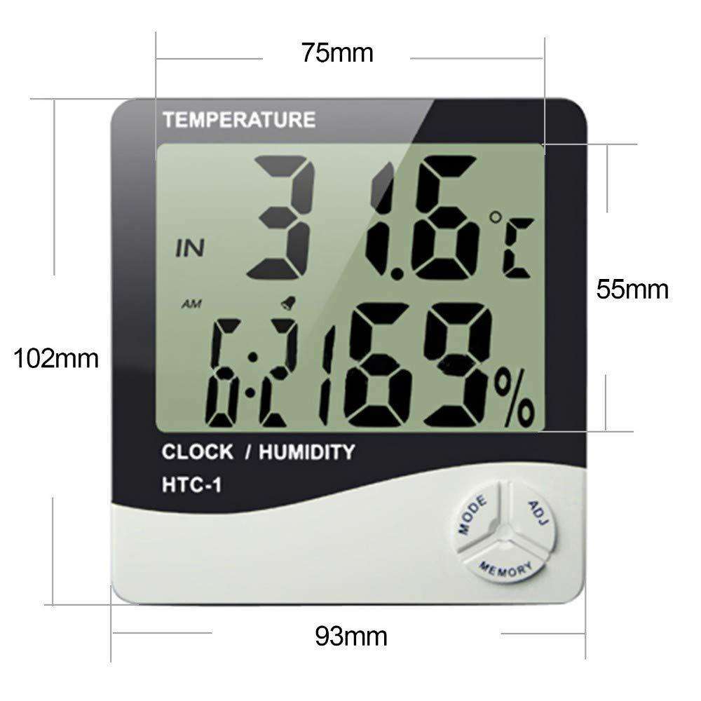 Digital Temperature and Humidity Thermometer Clock Thermometer  (White)