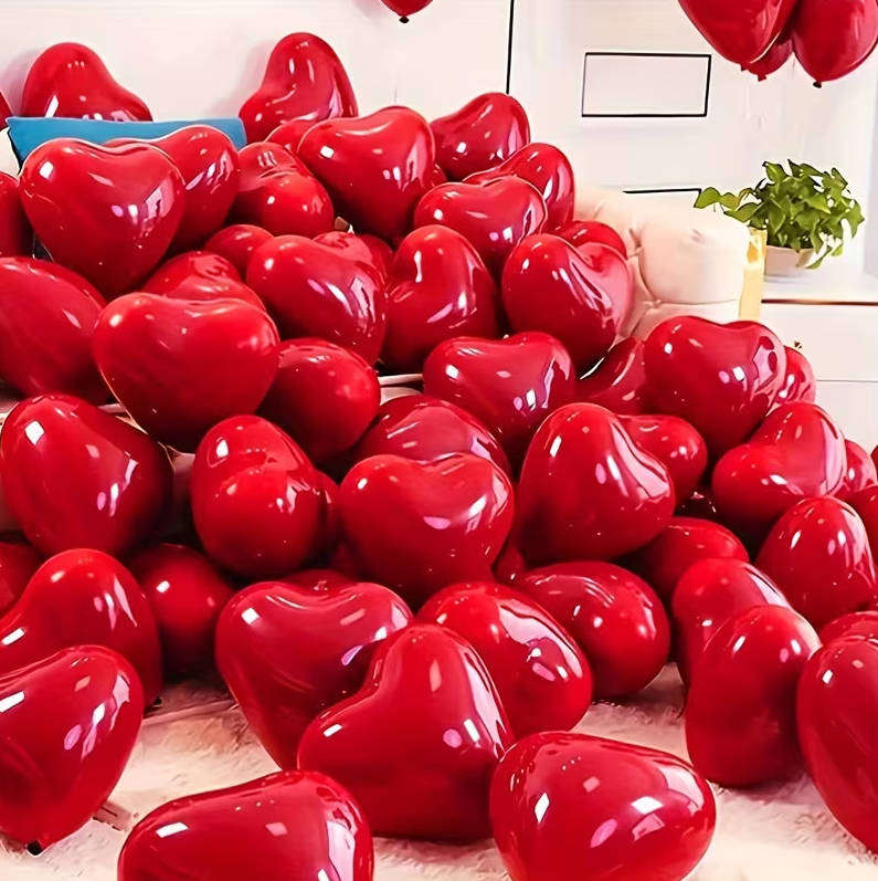 Red Heart-Shaped Balloons  Romantic Decor for Every Occasion 20pcs
