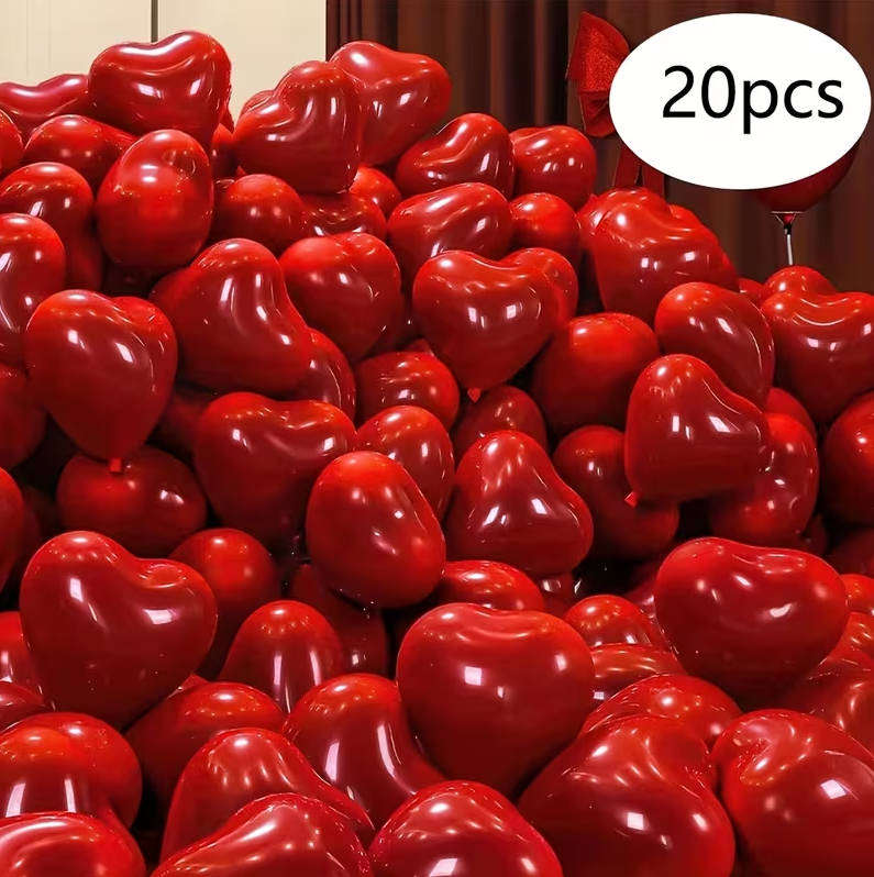 Red Heart-Shaped Balloons  Romantic Decor for Every Occasion 20pcs