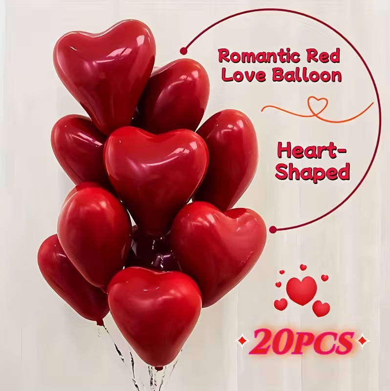 Red Heart-Shaped Balloons  Romantic Decor for Every Occasion 20pcs