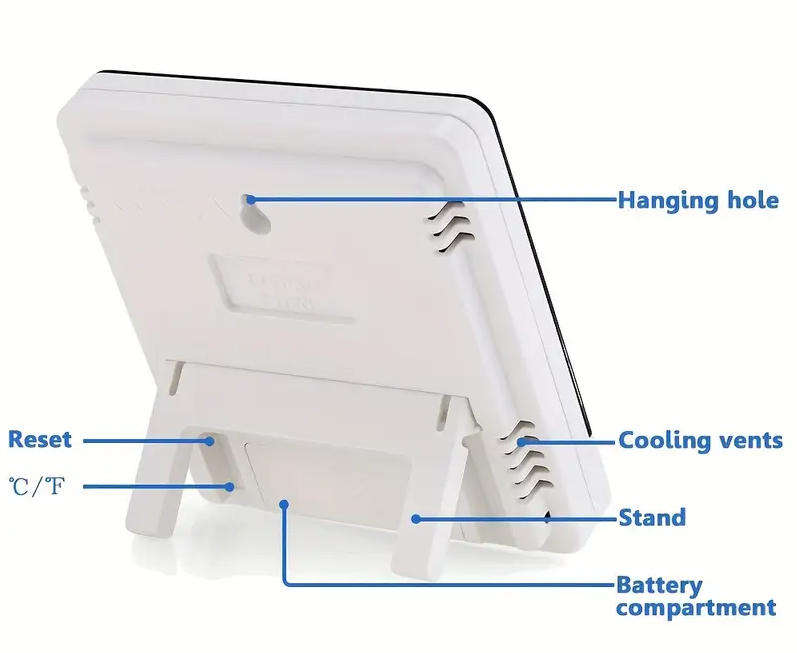 Digital Temperature and Humidity Thermometer Clock Thermometer  (White)