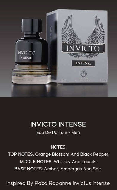 INVICTO INTENSE  by Fragrance World - The Ultimate Power Scent for Men Who Command Respect.