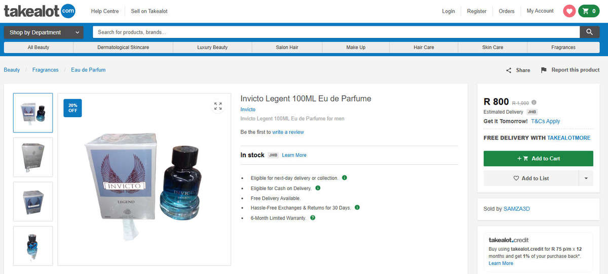 INVICTO Legend 100ml Eau De Parfum - For the man that is the LEGEND!