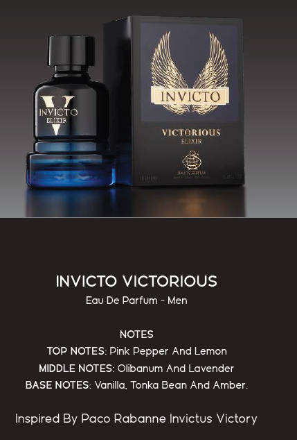 INVICTO Victorious Elixir by Fragrance World - The Scent of Victory.  (Eau de Parfum 100ml)