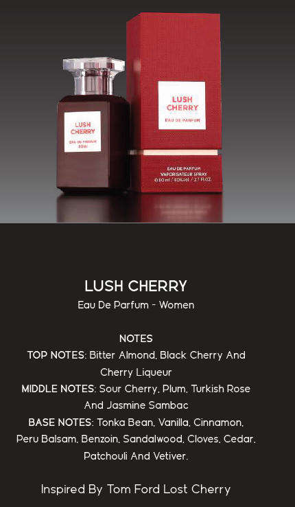 Lush Cherry by Fragrance World  - Unisex Eau De Perfum 80ml - The Perfect Women's Day Gift!