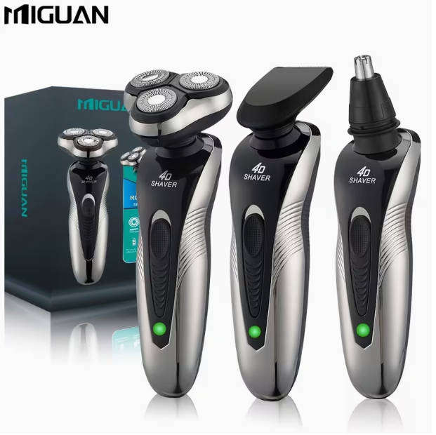 3-Blade Rotary USB Rechargeable Electric Shaver + Nose/Beard Trimmer  Excellent Value!