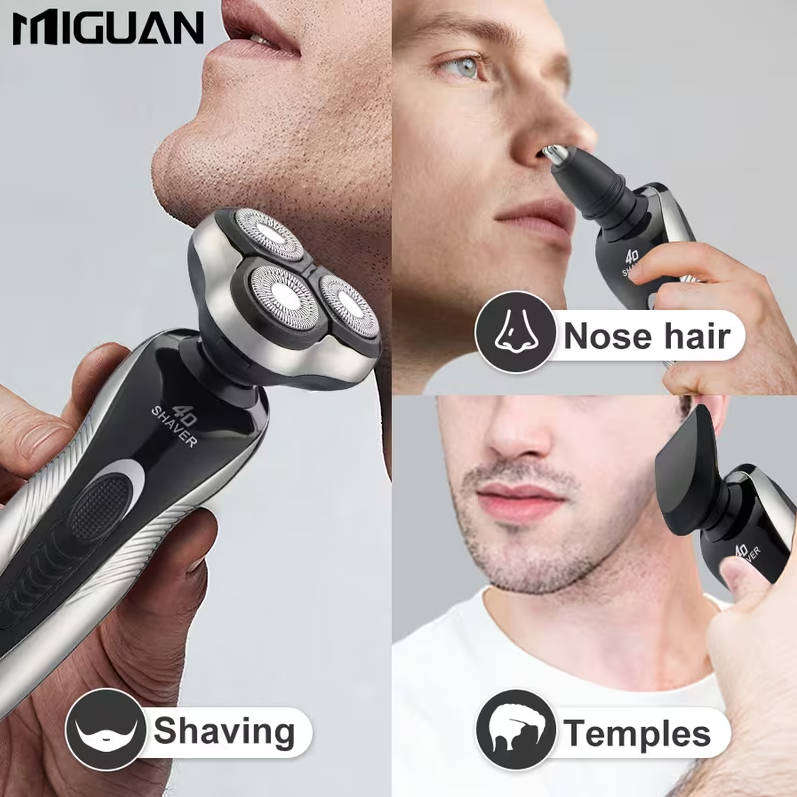 3-Blade Rotary USB Rechargeable Electric Shaver + Nose/Beard Trimmer  Excellent Value!