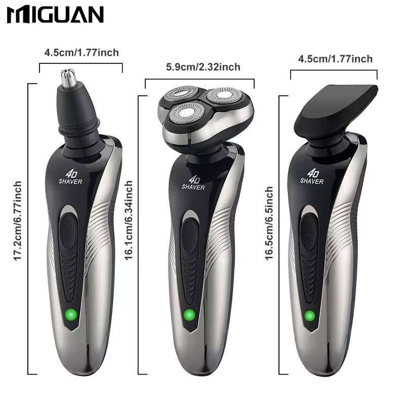 3-Blade Rotary USB Rechargeable Electric Shaver + Nose/Beard Trimmer  Excellent Value!
