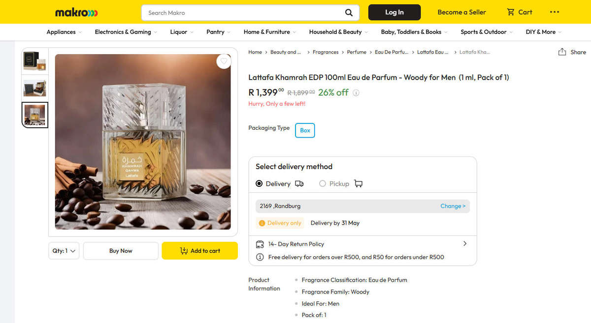 Lattafa Khamrah Eau De Parfum 100ml