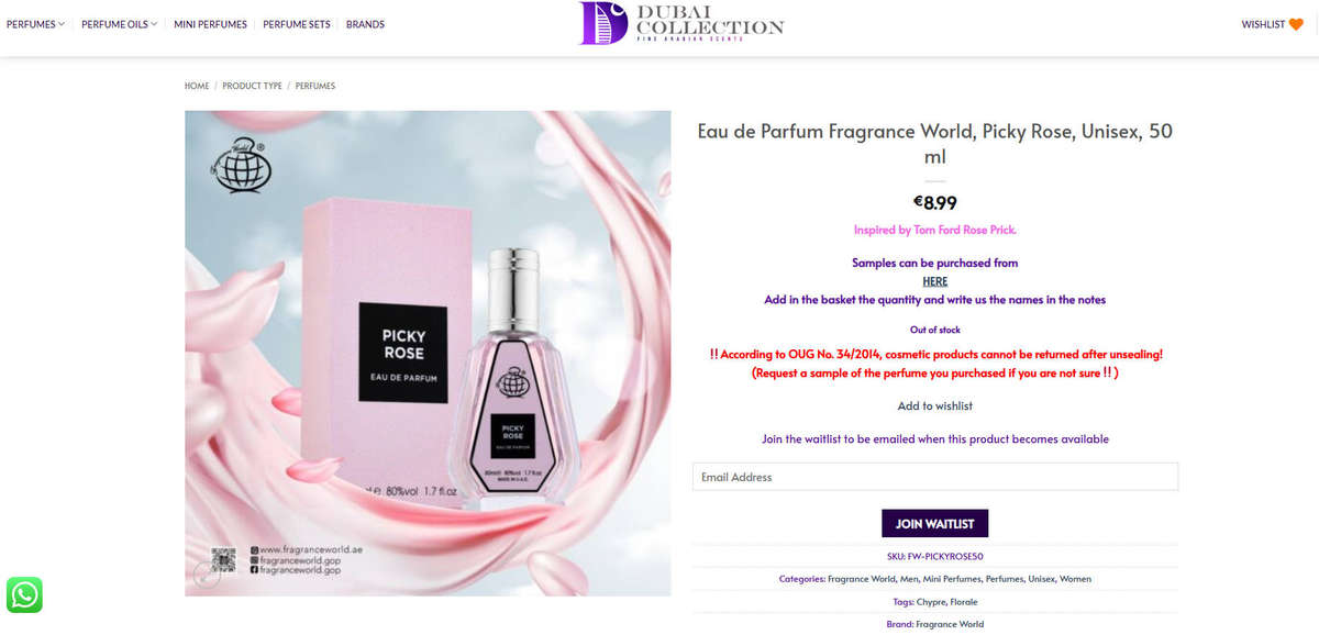 PICKY ROSE  EDP Perfume (Luxury for Her) dark, spicy, sensual, and powerful  a Rose with attitude